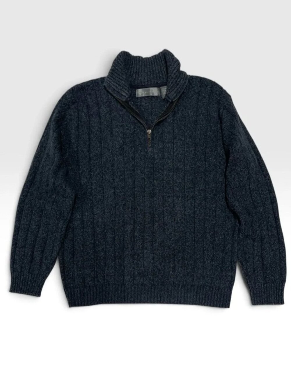 Oscar De La Renta Men’s Quarter-Zip Ribbed Pullover Sweater in Charcoal Gray XL - Picture 10 of 11